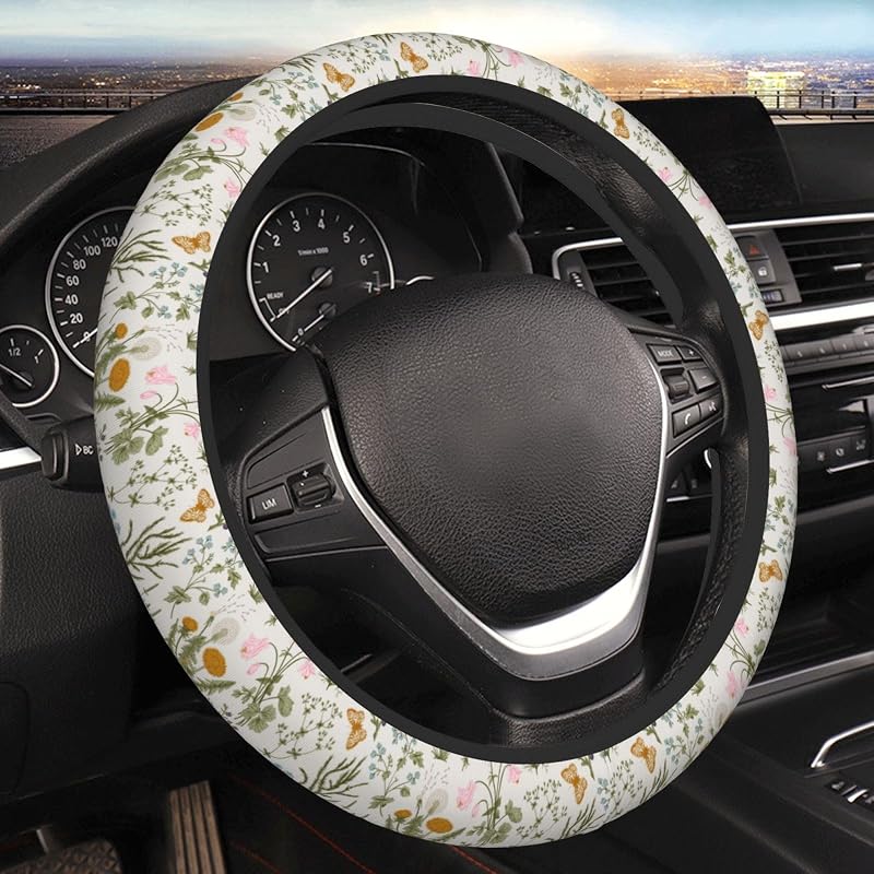 Capa para Volante com Estampa Floral Vintage em Neoprene JKJOJIA 38,1 cm