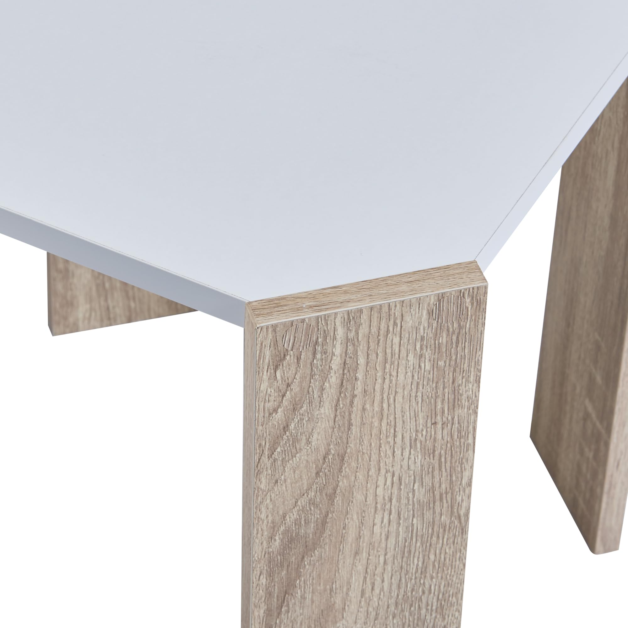 [en.casa] Ensemble de 3 Tables Basses Gigognes Lot de 3 Tables d'Appoint de Hauteurs Différentes Plateau Carré Panneau de Particules 37-42 x 39 x 39 Blanc Effet Chêne