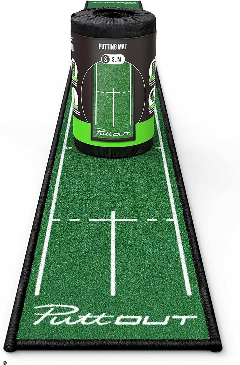 PuttOUT Slim Golf Putting Mat, 240cm x 25cm
