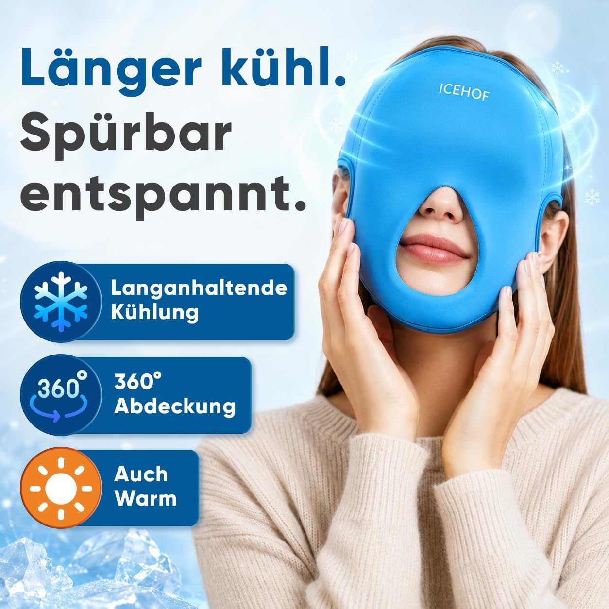ICEHOF Cooling Mask Face - For Swelling, Migraines & For Cooling After image 2
