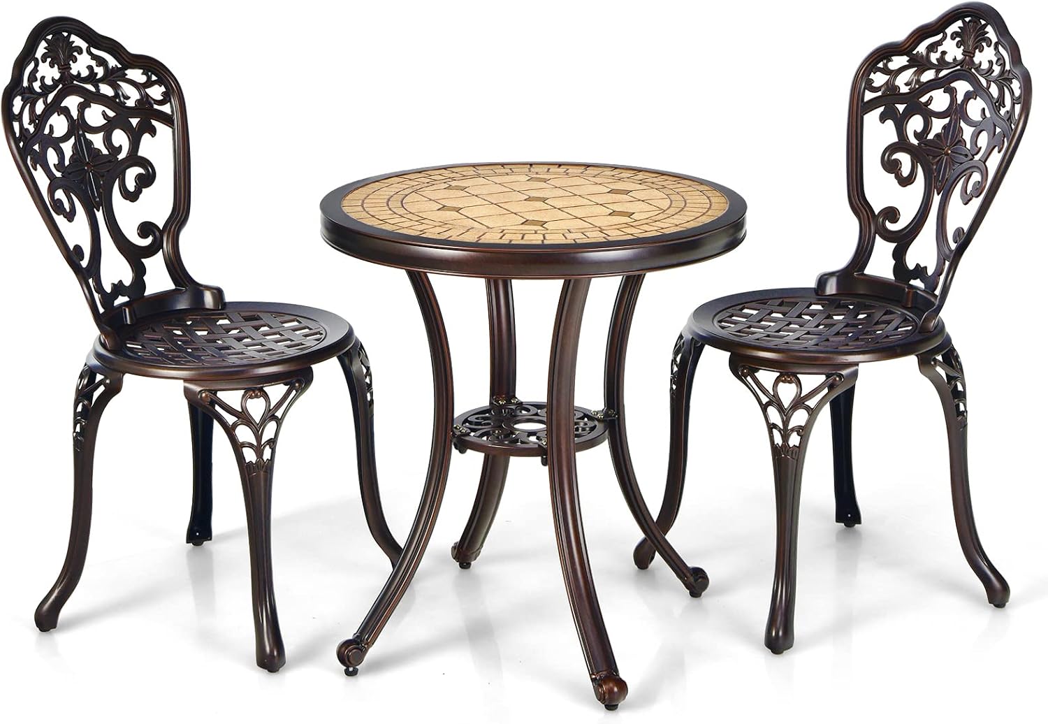 Bistro Set 3 Piece Outdoor, Cast Aluminum Outdoor Table and