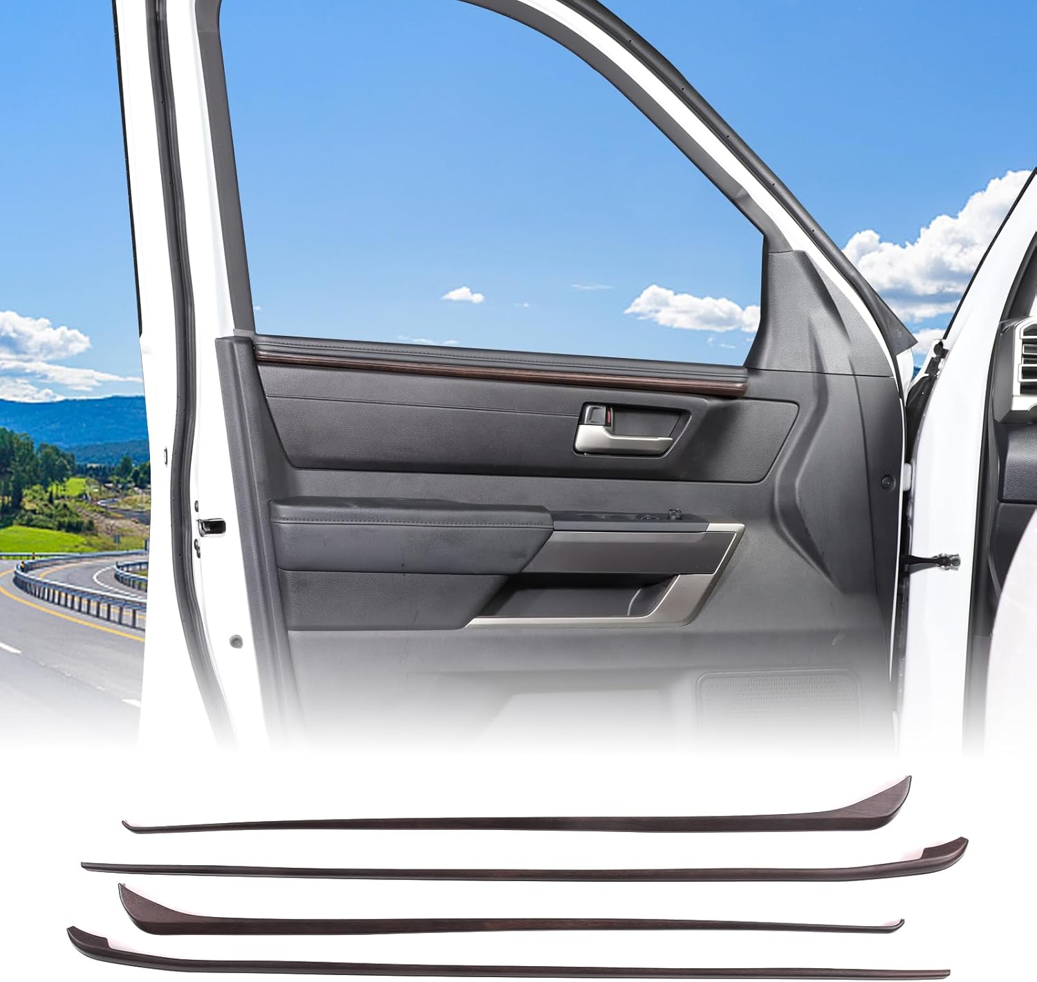 Aunginsy Car Inner Door Panel Strips Trim Compatible with Toyota Tundra 2022 2023 2024 2025 Pickup Truck Front Rear Door Armrest Panel Molding Decorative Cover Protector ABS Interior Accessories