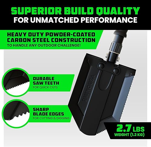 Miniatura 2 de Rhino USA Pala de supervivencia con púa  Herramienta de entrenamiento de acero al carbono resistente estilo militar para todoterreno, camping,