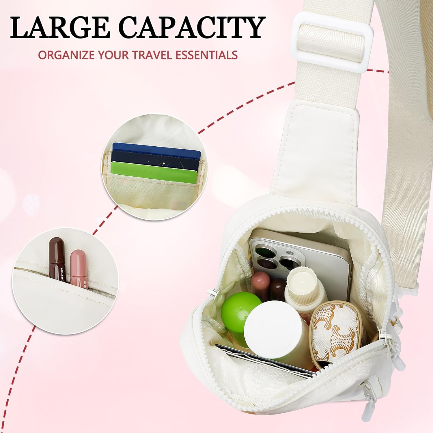 KKXIU Gifts for 6 7 8 9 10 11 12 Year Old Girls Initial Sling Bag Trendy Crossbody Fanny Pack for Teens - Image 6