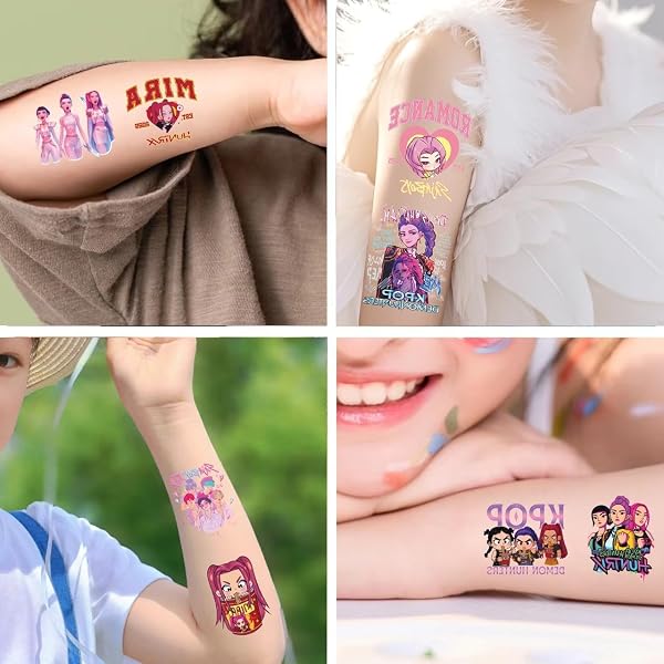 Lot de 40 feuilles de tatouages temporaires Demon Hunters pour enfants, cadeaux d'anniversaire K Pop, autocollants de décoration amovibles, prix de classe, stuffers fête d'anniversaire, fournitures de - 2