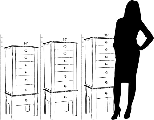 Vista 3 de Hives and Honey Shiloh - Armario grande para joyas, organizador de cuello, color nogal oscuro