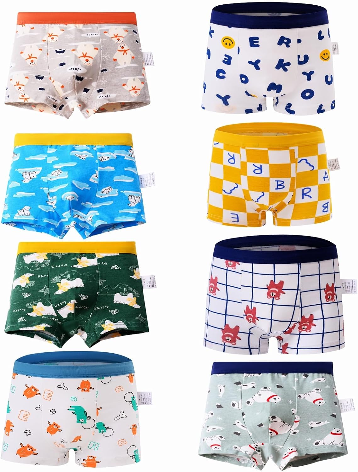 Boys Cotton Underwear Pack Breathable Soft Boy Briefs,Boxer Briefs for Active Kids Up Age 5-7 Years （Green/L）