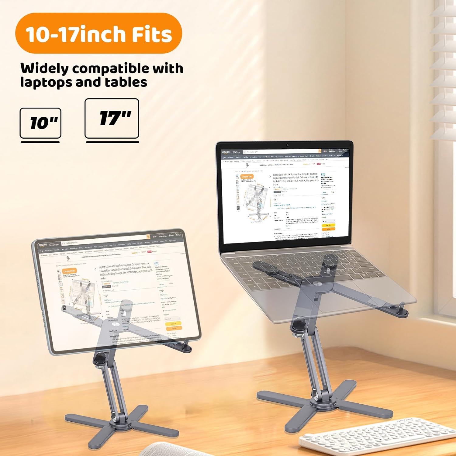 Laptop Stand with 360 Rotating Base, Computer Notebook Laptop Riser Metal Holder for Desk Collaborative Work, Fully Foldable for Easy Storage, Fits All MacBook, Laptops up to 16 inches, Grey - Image 5