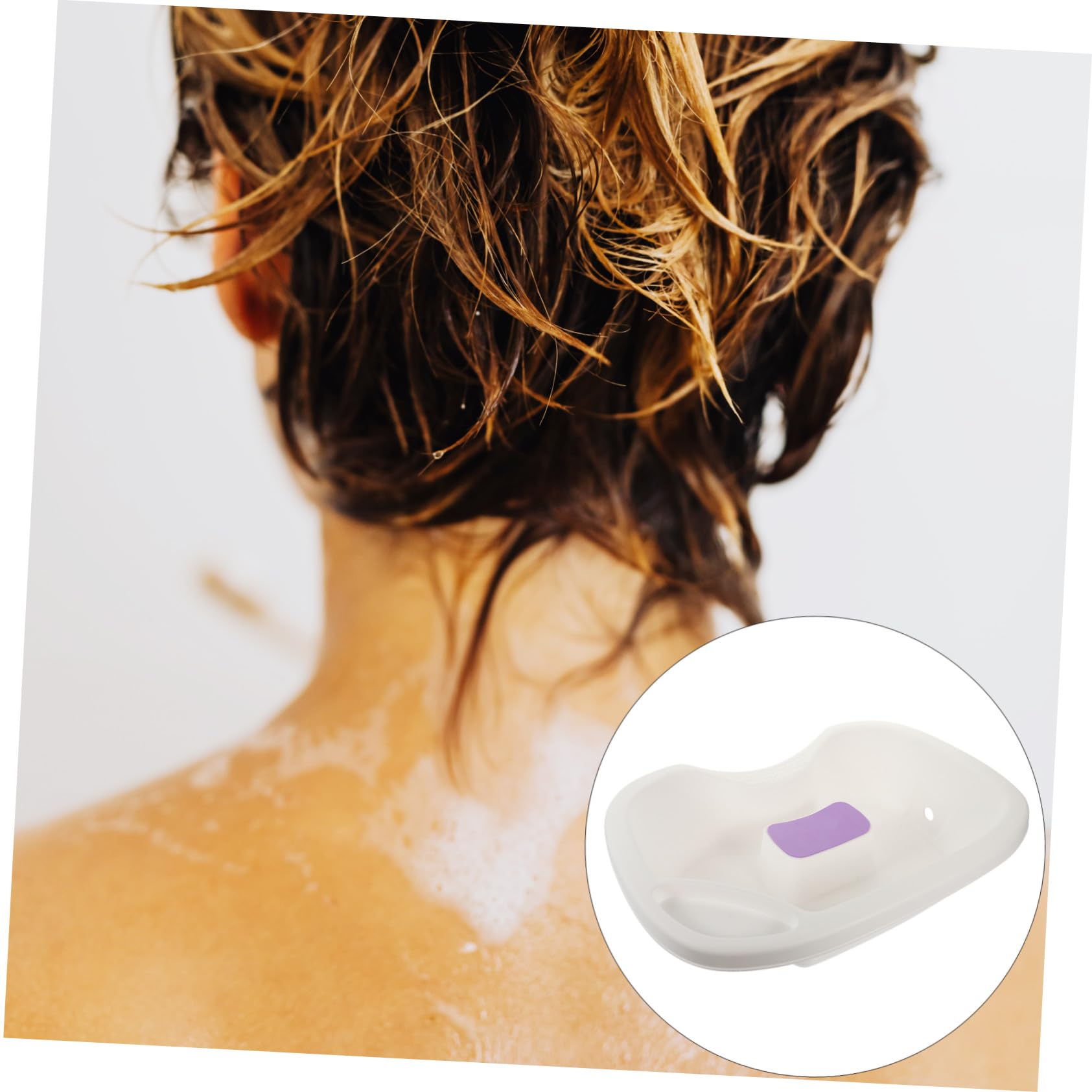 Kunststoff Shampoo Haarwaschbecken Weiß mit Schulter und Nackenstütze | Ergonomisches Design, für Kinder und Ältere Personen, Nachttisch Ausführung, Spülschale für Haarpflege