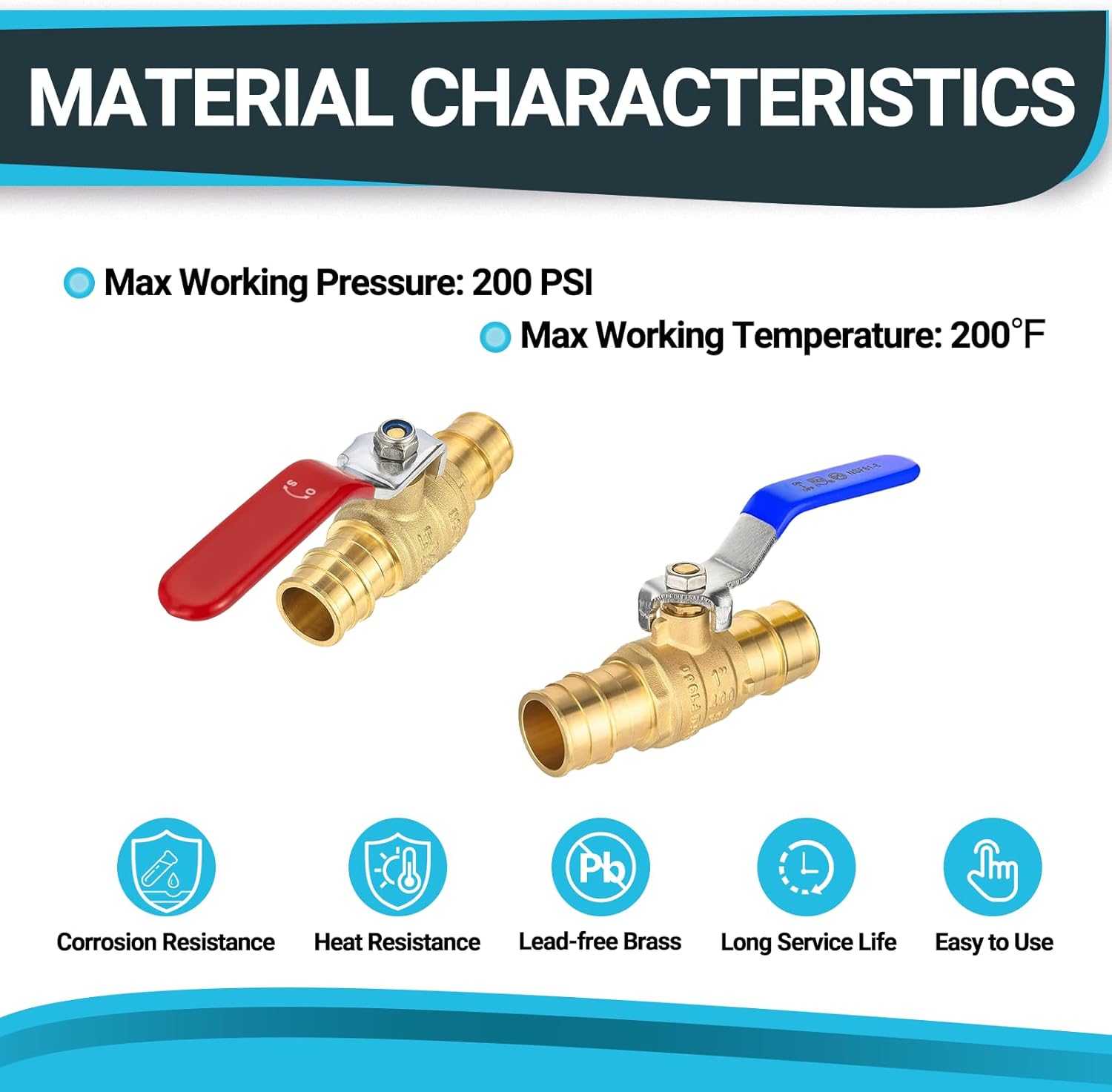 (Pack of 4) Seelink 3/4 Inch PEX-A Expansion Ball Valve, Brass Shut Off Valve for Pex-A Pipe Connection, Potable Water, ASTM F1960, Red&Blue(VALVE238-4Pack)