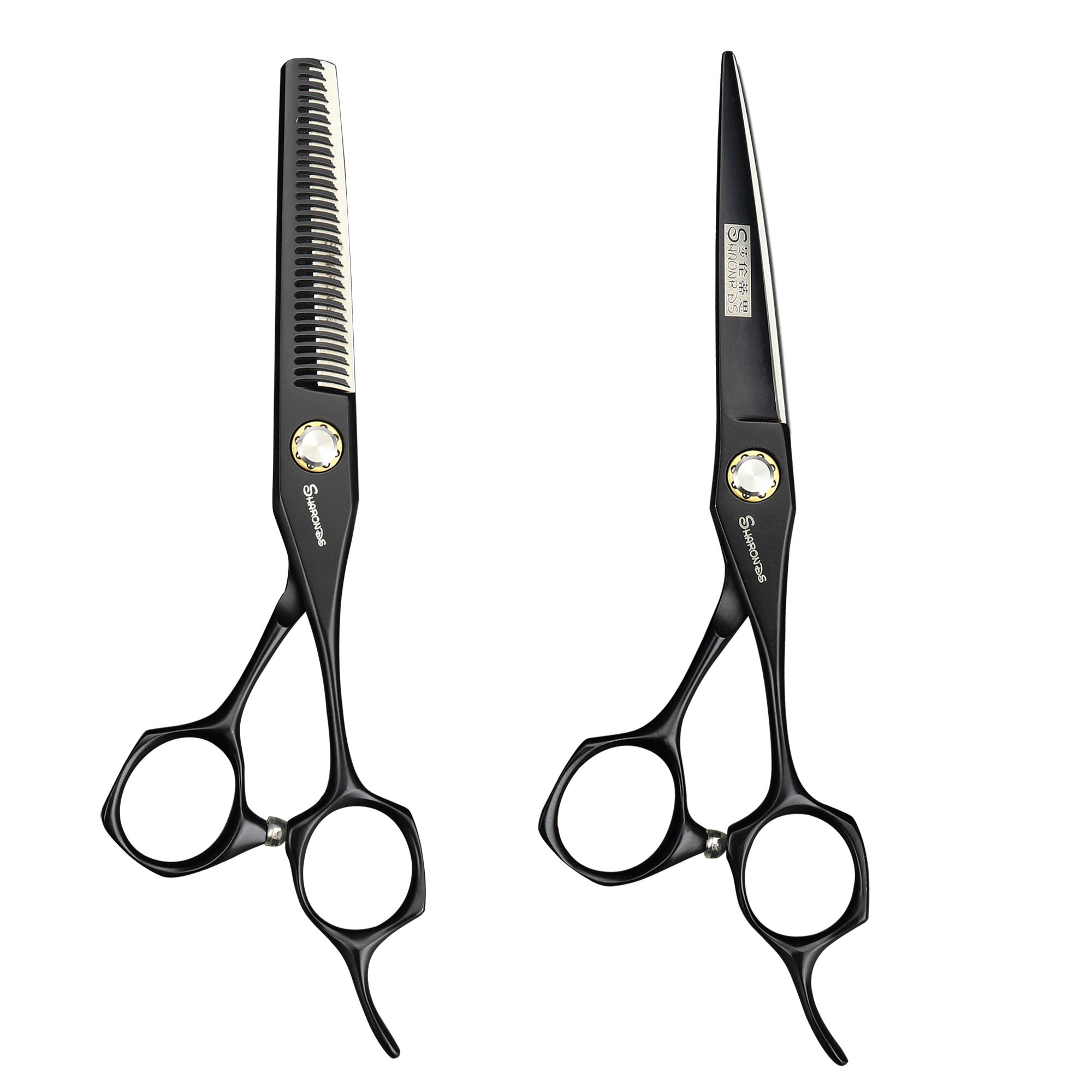 Black Hairdressing Scissors Professional Hair Scissors Pure Handmade 6 Inches (Cutting+Thinning)