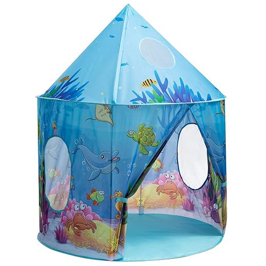 iBonny Ocean World Play Tent for Kids Sea World Playhouse Tent for Girls and Boys Pop Up Conveniently Folds Tent Toy for Indoor and Outdoor