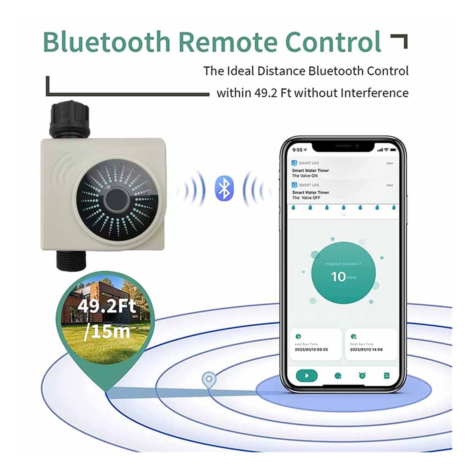 Smart Water Valve Spegnimento Automatico Sprinkler Timer, Timer Acqua Smart Garden Irrigazione Timer WiFi Controller Smart Rubinetto Controller Irrigazione Irrigazione Telecomando WiFi