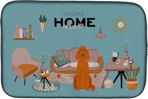 Miniatura 309 de Caroline's Treasures CK7824DDM - Tapete absorbente para secado de platos con diseño de bulldog inglés, rojo y blanco, para encimera de cocina, 14 x