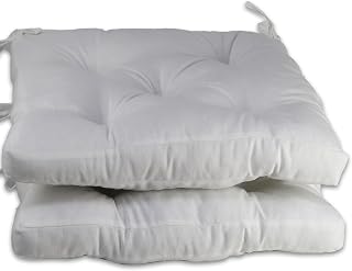 various Pack 2 Cojines para Silla，Cojin de Asiento Decorativo Funda de Poliéster y Relleno de Fibra Hueca 50x50x5cm,Ideal para Comedor, Terraza, Salón y Restaurante,Color Blanco