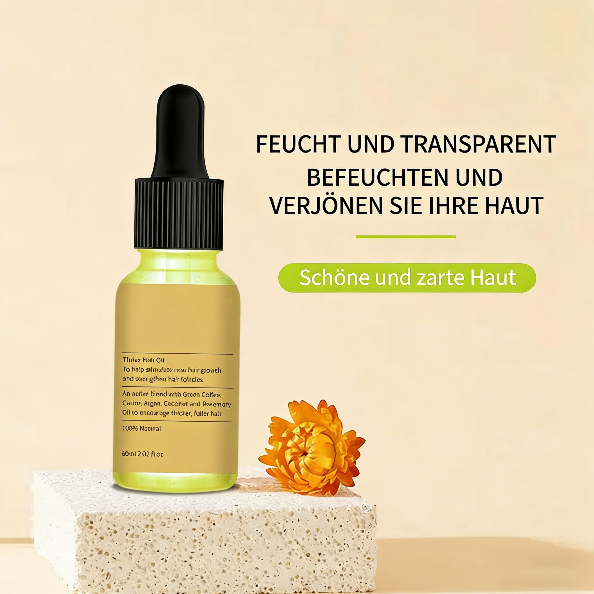 Teluni Carvenchy Haaröl Natürliches Haaröl - Mit biologischen Rosmarinöl, Rizinusöl, Mandelöl & Arganöl - Beschleunigt Haarwachstum, ideal als Haarmaske und Haarkur