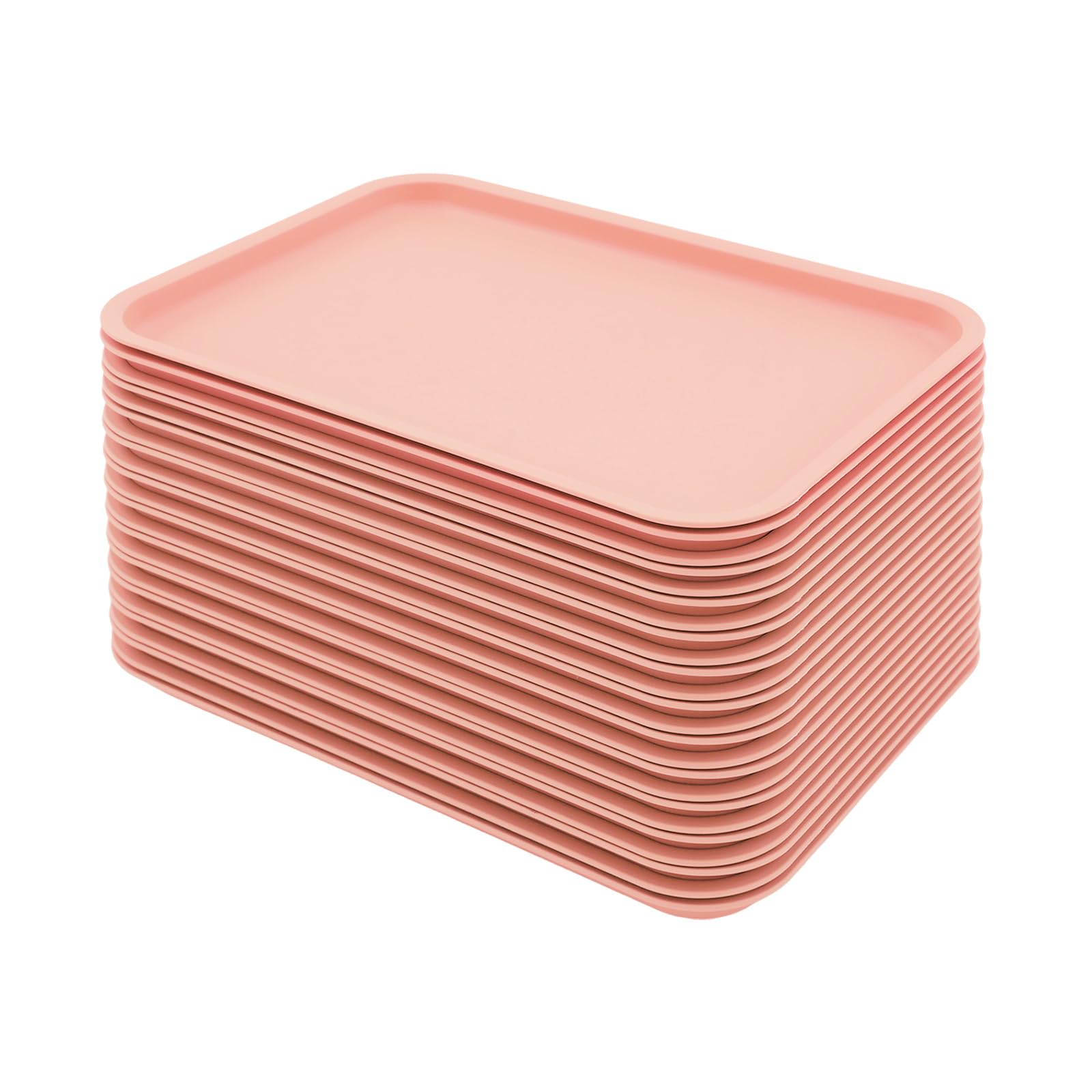Fast Food Tablets, 24 vassoi da portata in plastica PP, 36 x 27 cm, rettangolari, per cucina, caffè, panetteria, ristorante, rosa