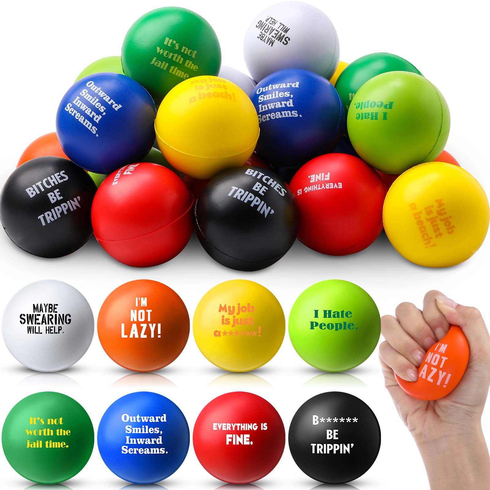 Amazon.com: Blulu 48 Pcs Funny Stress Balls Bulk, 1.57 Inch Stress