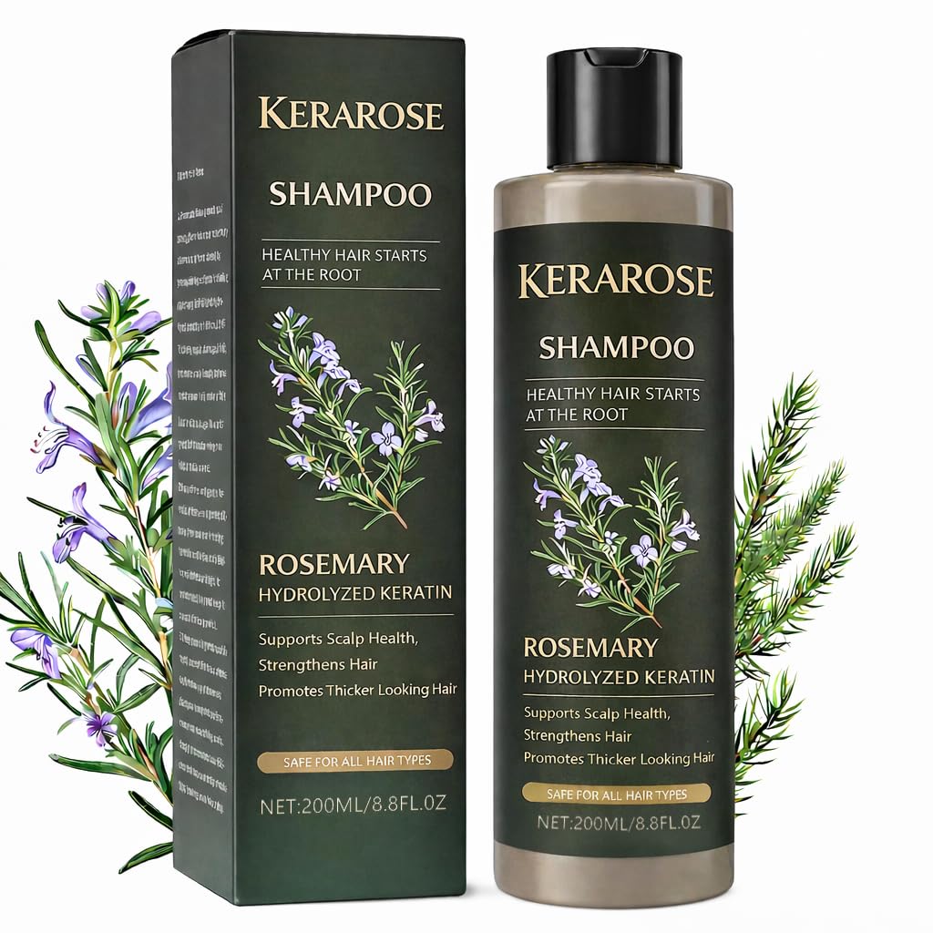 Rosemary Hair Growth Shampoo, Natural Thickening & Strengthening Shampoo with Hydrolyzed Keratin and natural extract of rosemary 200ml 8.8Floz
