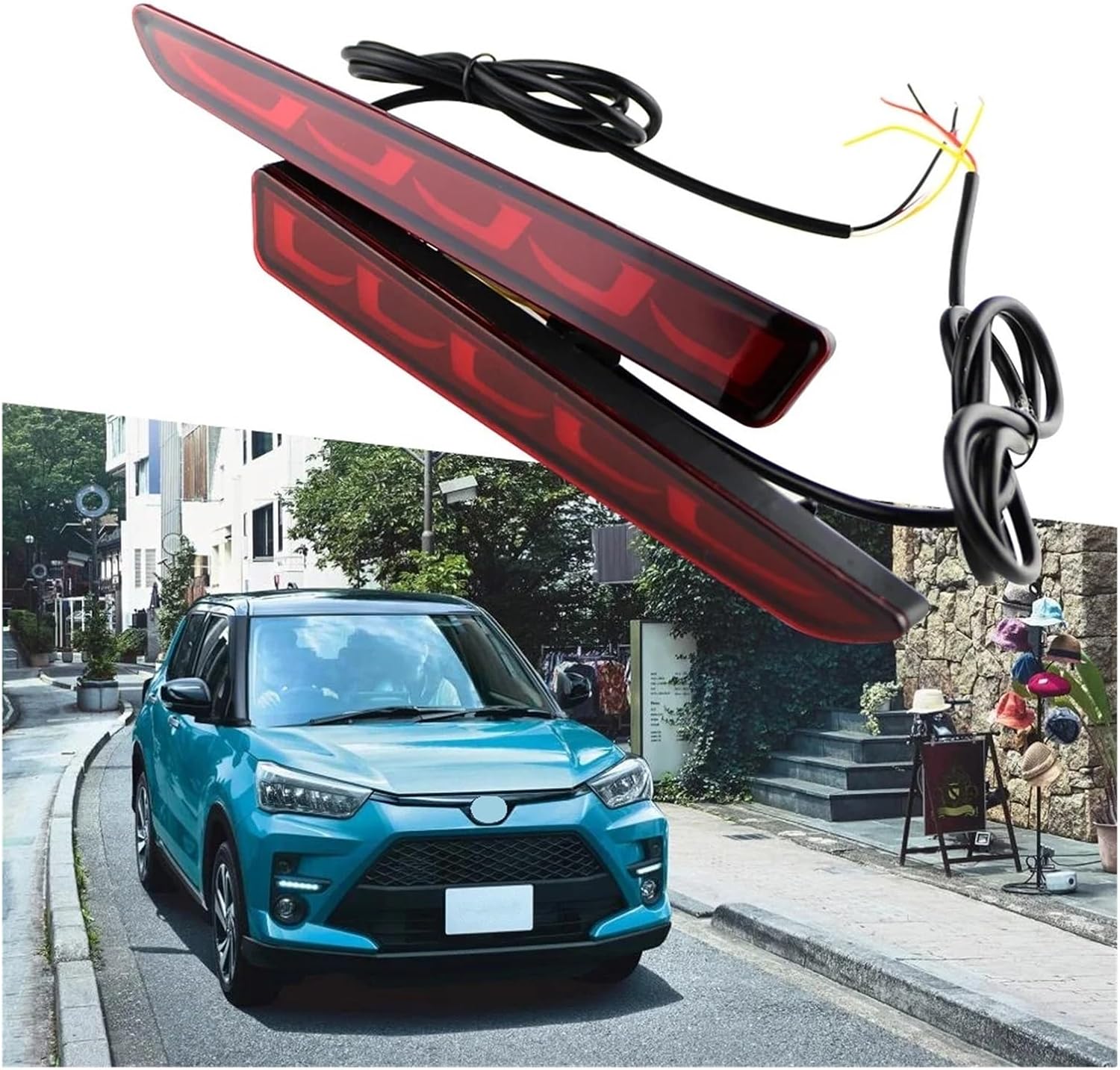 Car Rear Bumper Light | Compatible With Toyota Raize 2019 2020 2021 2022 Dynamic Turn Signal LED Brake Warning Lamp Reflector 12V Accessories(B style)