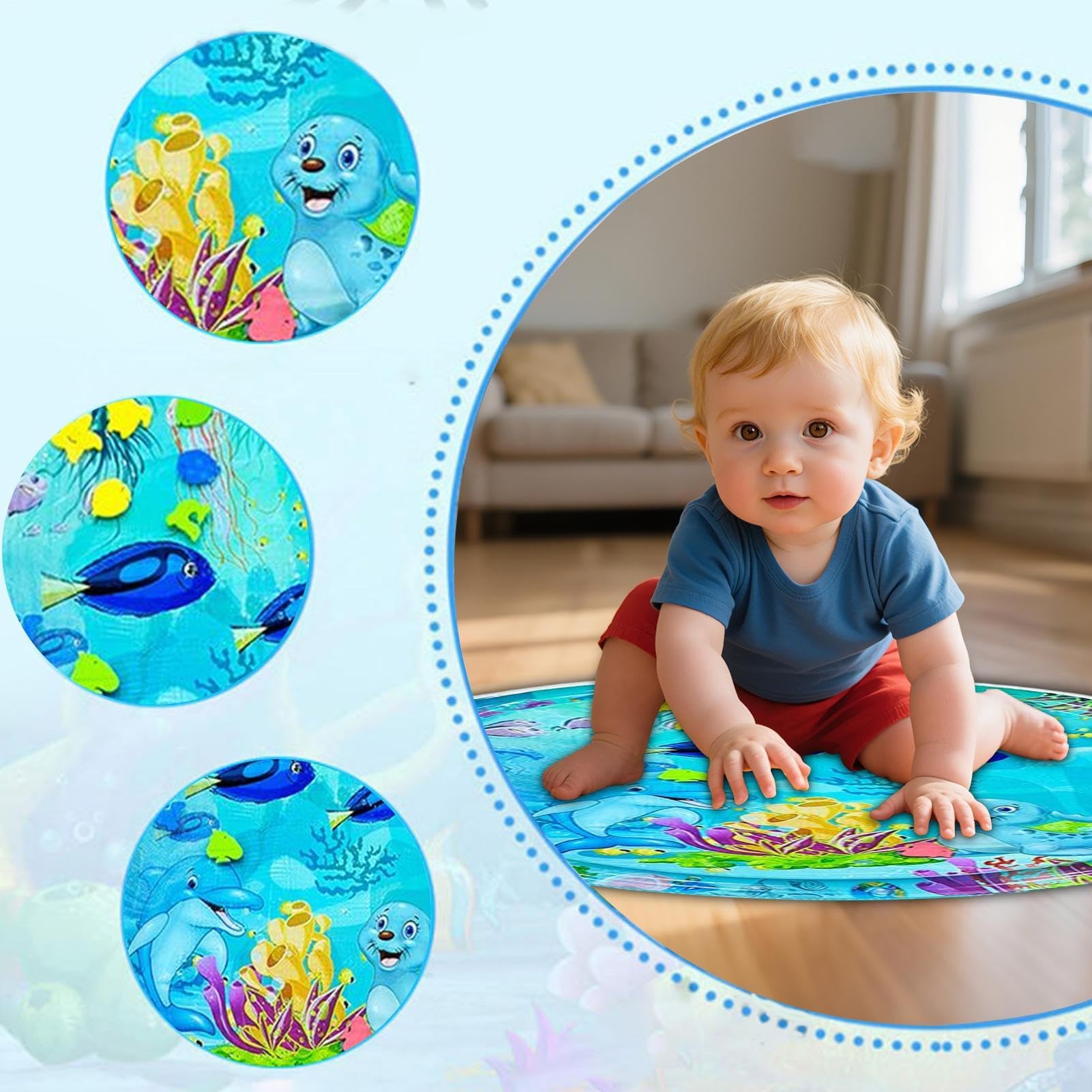 Feng Shui， Mata wodna dla kota, sensoryczna mata wodna dla kotów, zabawki interaktywne z pompką powietrzną, nadmuchiwane artykuły dla zwierząt Podkładka chłodząca dla niemowląt Dzieci Na świeżym