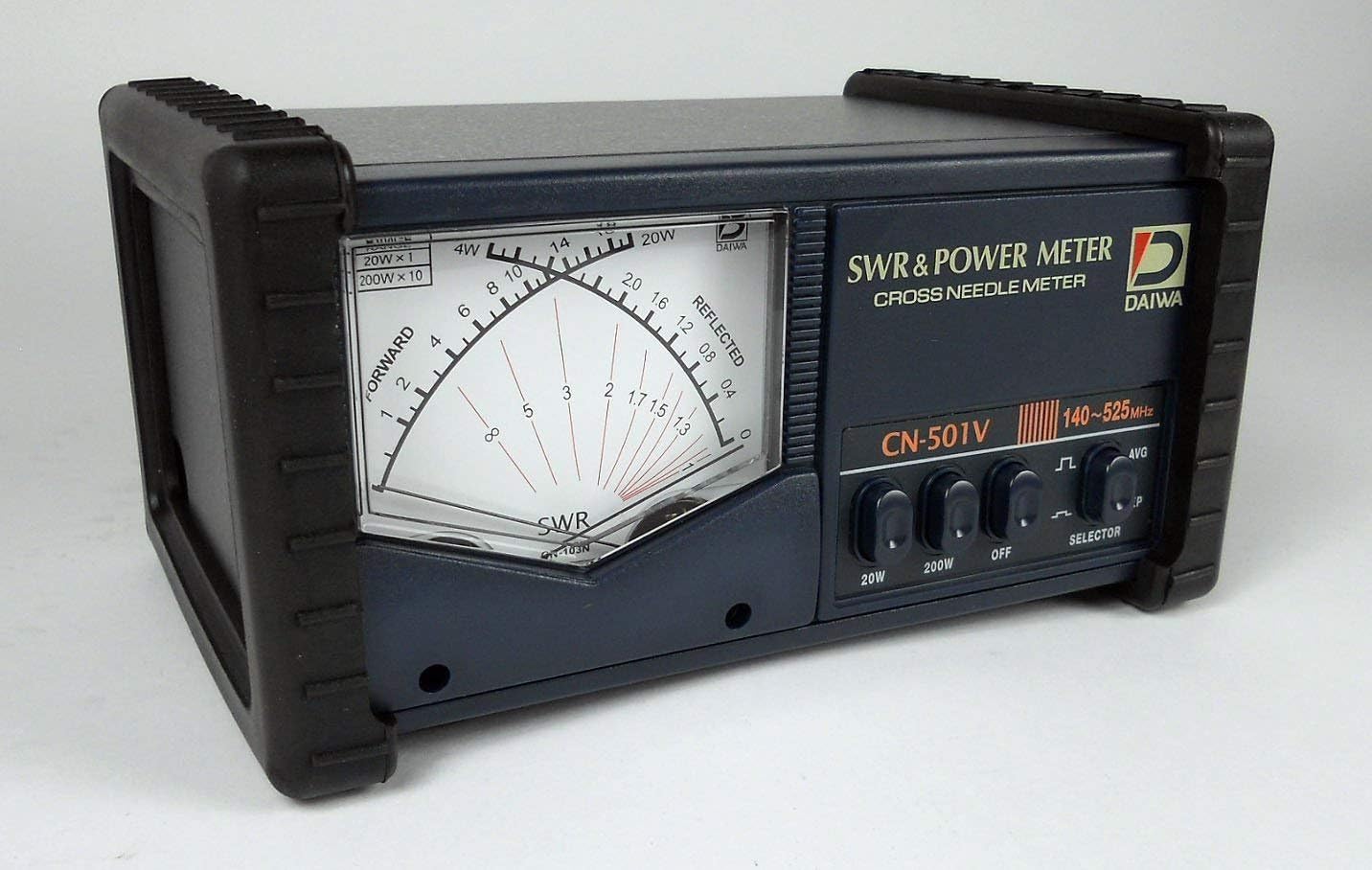 Daiwa CN‑501V VHF/UHF Cross‑Needle SWR & Power Meter, 140–525 MHz, 20/200 W, SO‑239 Connectors, LED-Lit Bench Meter
