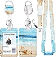 Vista 1 de Cordón para credencial y soporte para tarjetas de identificación, carretes retráctiles con clip para cinturón de carrete de mosquetón, cordón