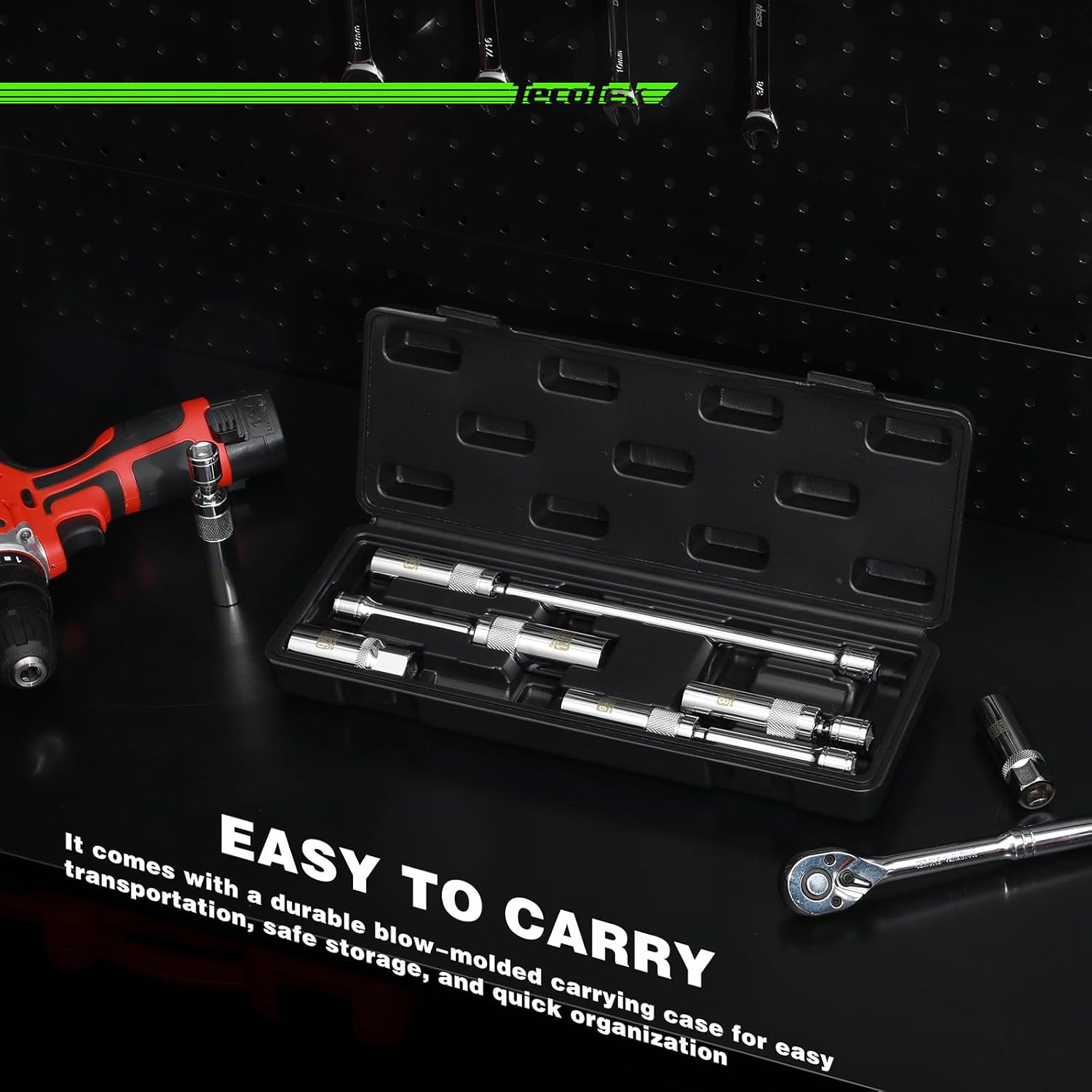 7 Piece 3/8-Inch Drive Magnetic Swivel Spark Plug Socket Set, Includes 9/16-Inch, 13/16-Inch, 5/8-Inch, 14mm Socket, 6-Point &12-Point, CR-V, Enhanced Magnetic Design with Thin Wall Socket