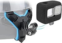 Vista 1 de Helmet Mount with Windshield for GoPro Hero 13 12 11 10 9, Motorcycle Helmet Chin Strap Mount for GoPro 9 10 11 12 13 Black Racing Skiing High-Speed