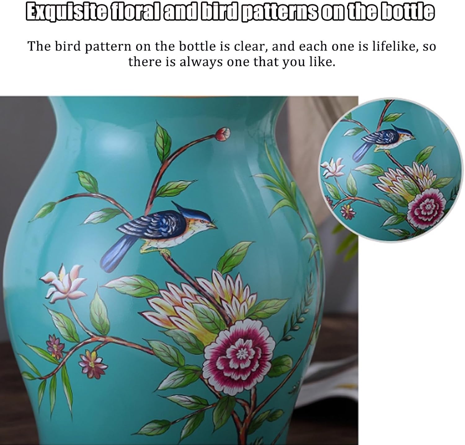 Decorative Ceramic Drum Garden Stool with Storage Modern Applique Process Chinese Drum Stool with Bamboo Board Entryway Shoe Changing Seat Small Side Table for Living Room.(Large)
