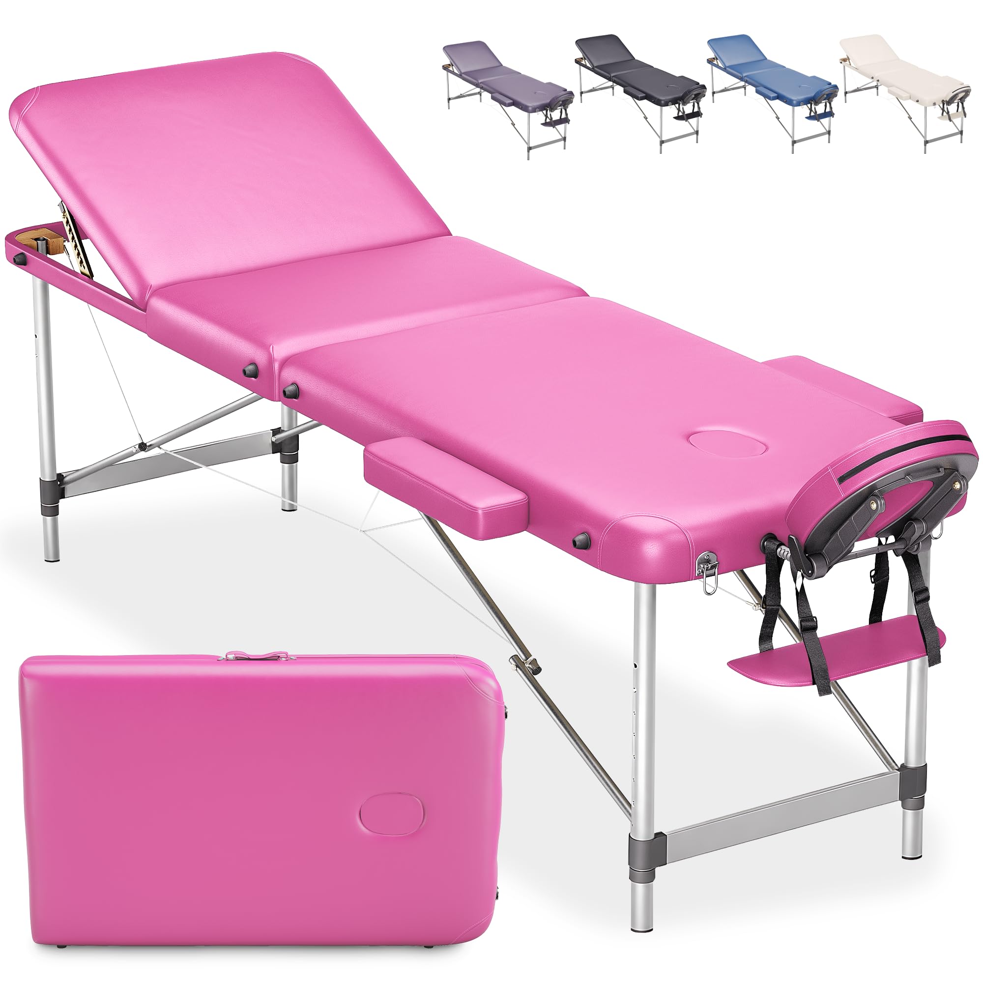 Beltom® Mobile Massagetisch Massageliege Massagebank 3 zonen klappbar + Kosmetik hocker - Creme