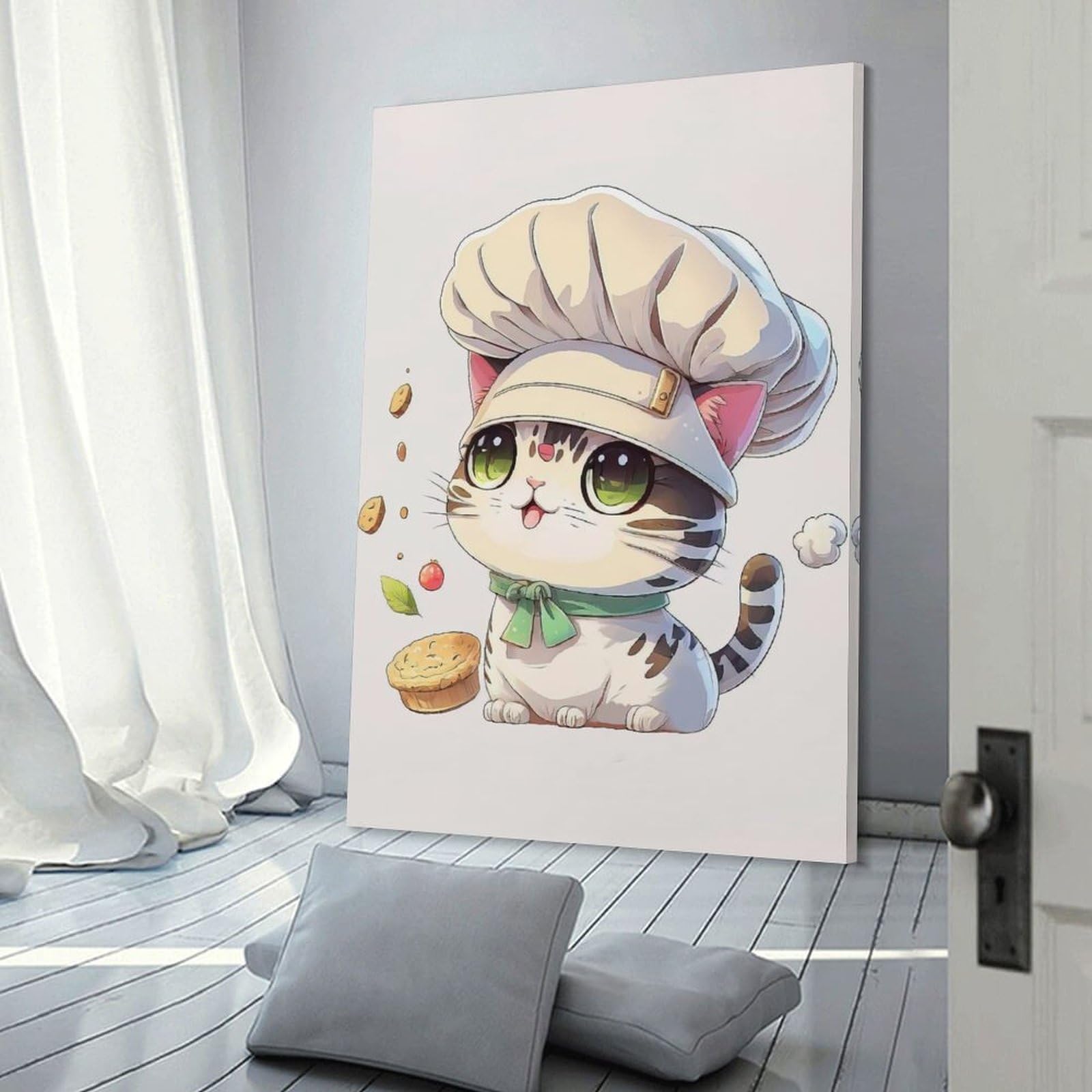 Junmoney Frame-Cat Chef Cute Cat Chef Cute Wall Art Print 08X12inch(20X30cm), For Gallery Wall Layouts In Home Or Office, An Easy Match For Collected Prints