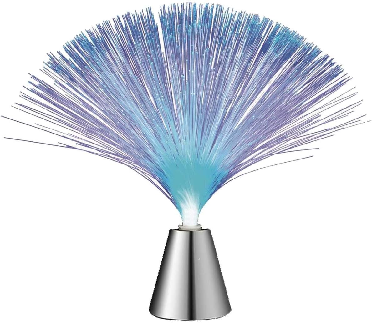 Set of 12 Light Up Fiber Optic Centerpiece Novelty Flashing LED Multicolor Decoration Party Favor, Silver Cone Base