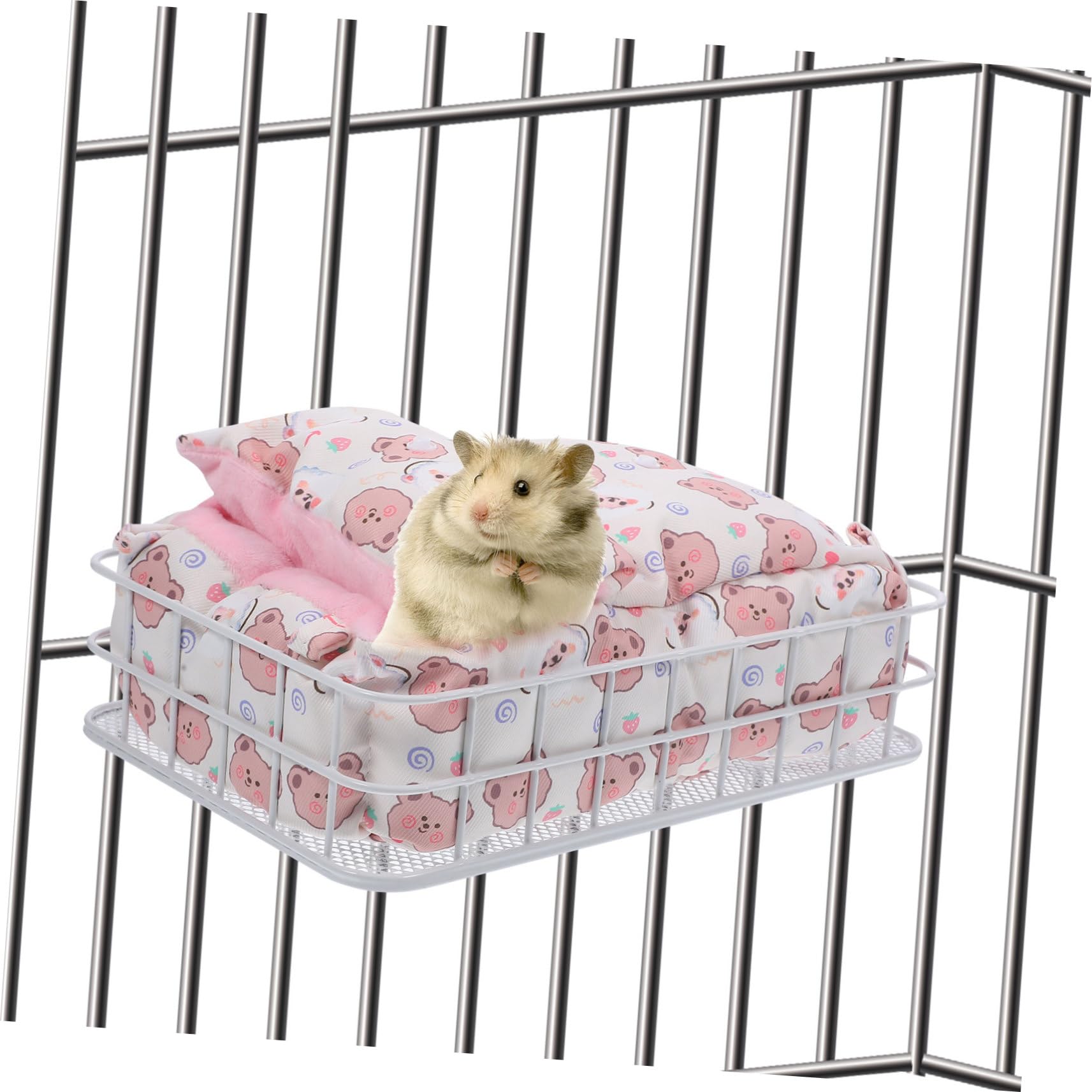 HANABASS Hamster Schlafhängematte aus Metall und Baumwolle Dicke Konstruktion für Kleine Haustiere Warmes und Bequemes Bett für Käfig und Winter