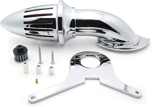AfterMokit Bullet Air Cleaner Intake with Red Filter for Honda Shadow Aero 750 VT750C 2004 and Up VT750CA 2004 and Up Spirit 750 VT750C2 2007 and Up VT750RS 2012-2013 VT750CS 2013 and Up Chrome