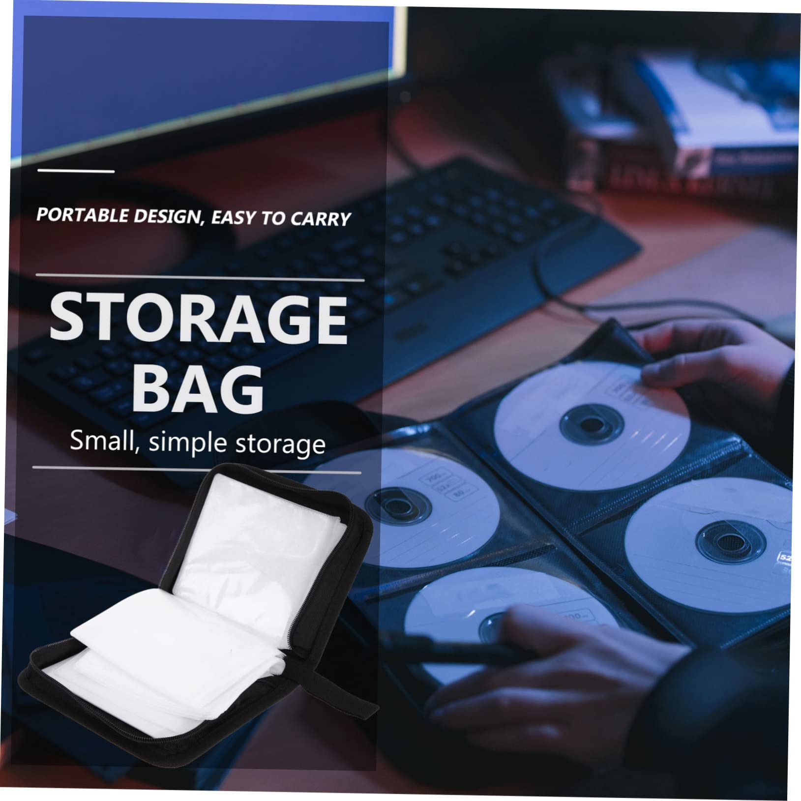 VOSAREA 3Pcs CD Storage Cases Portable Disc Holder Binder PU Disc Carrier for Organizing Music Games and Movies for Car and Home Use