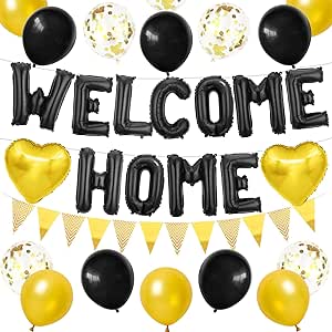 Welcoe Hoe Decorations - Black Gold Welcoe Hoe Banner Backdrop 6ft - View #7