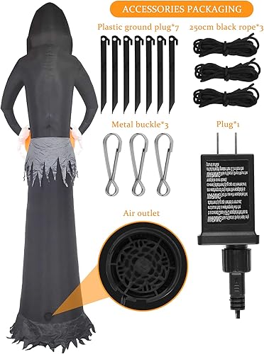 Miniatura 3 de TOROKOM Decoración inflable de Halloween de 9 pies con luz LED integrada para decoración de patio con luz LED integrada para el hogar, fiesta,