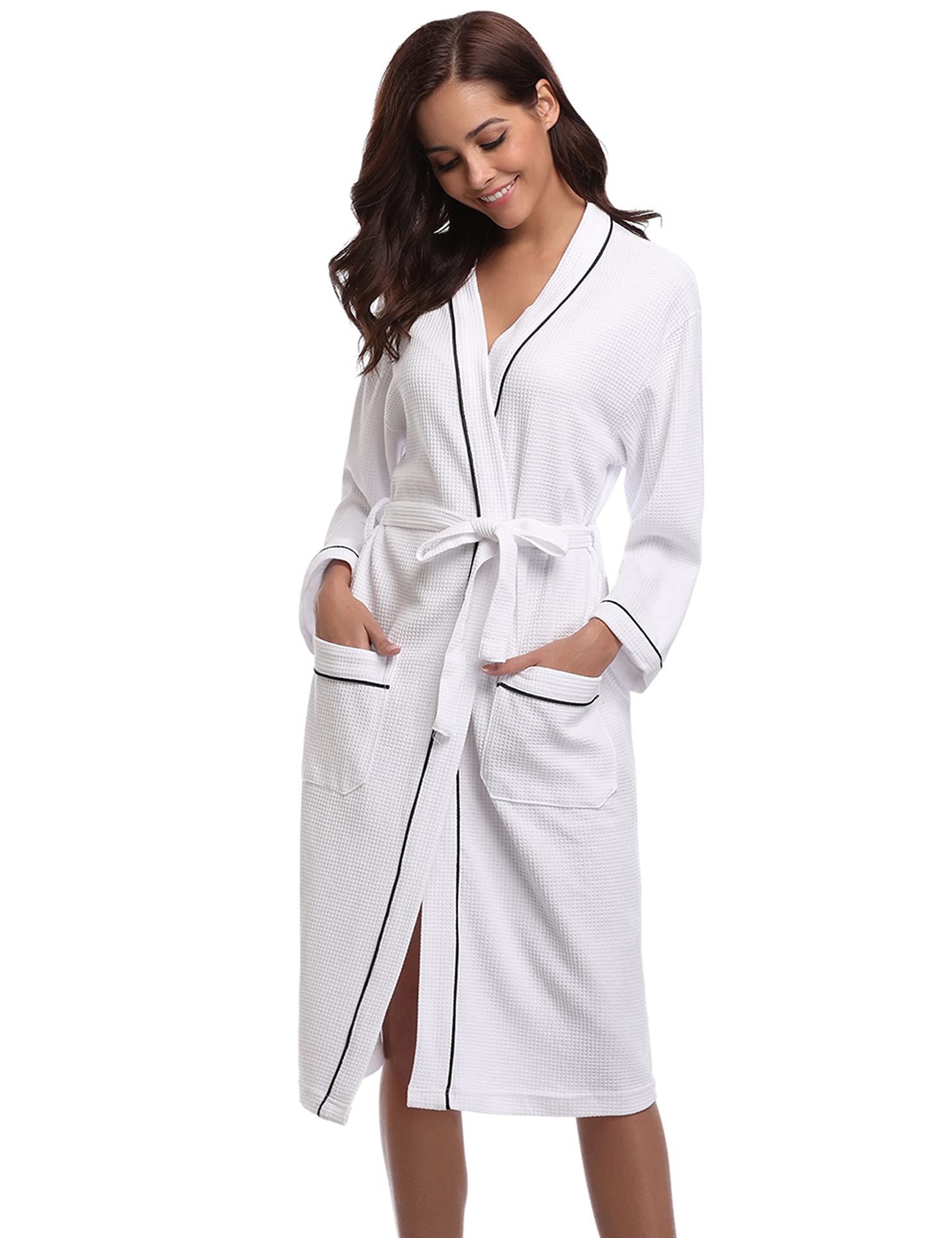 Swagwi Waffle Bath Robes for Women Lightweight Dressing Gowns Kimono Robe Sleepwear Ladies for Spa Hotel