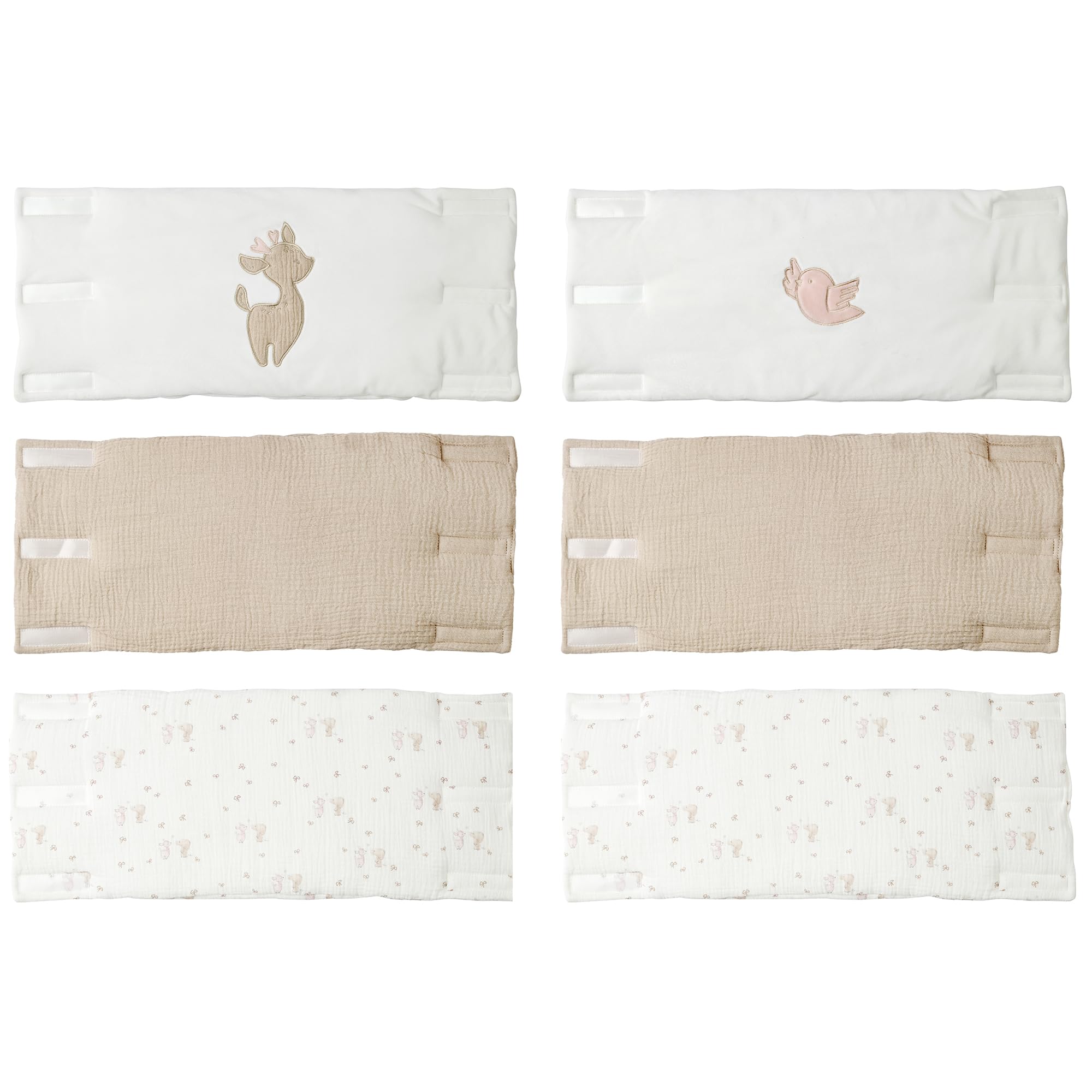 Nattou Lot de 6 protège-Lits en Coton et Polyester - Rembourrage en Coton/Polyester - pour Fan - Beige/Blanc