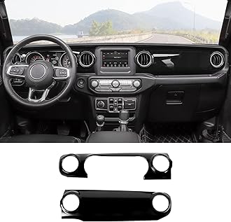 Center Console Trim Cover Dashboard Control Panel Cover Decorative Interior Accessories for Jeep Wrangler JL JLU & Gladiator JT 2018-2022,Black