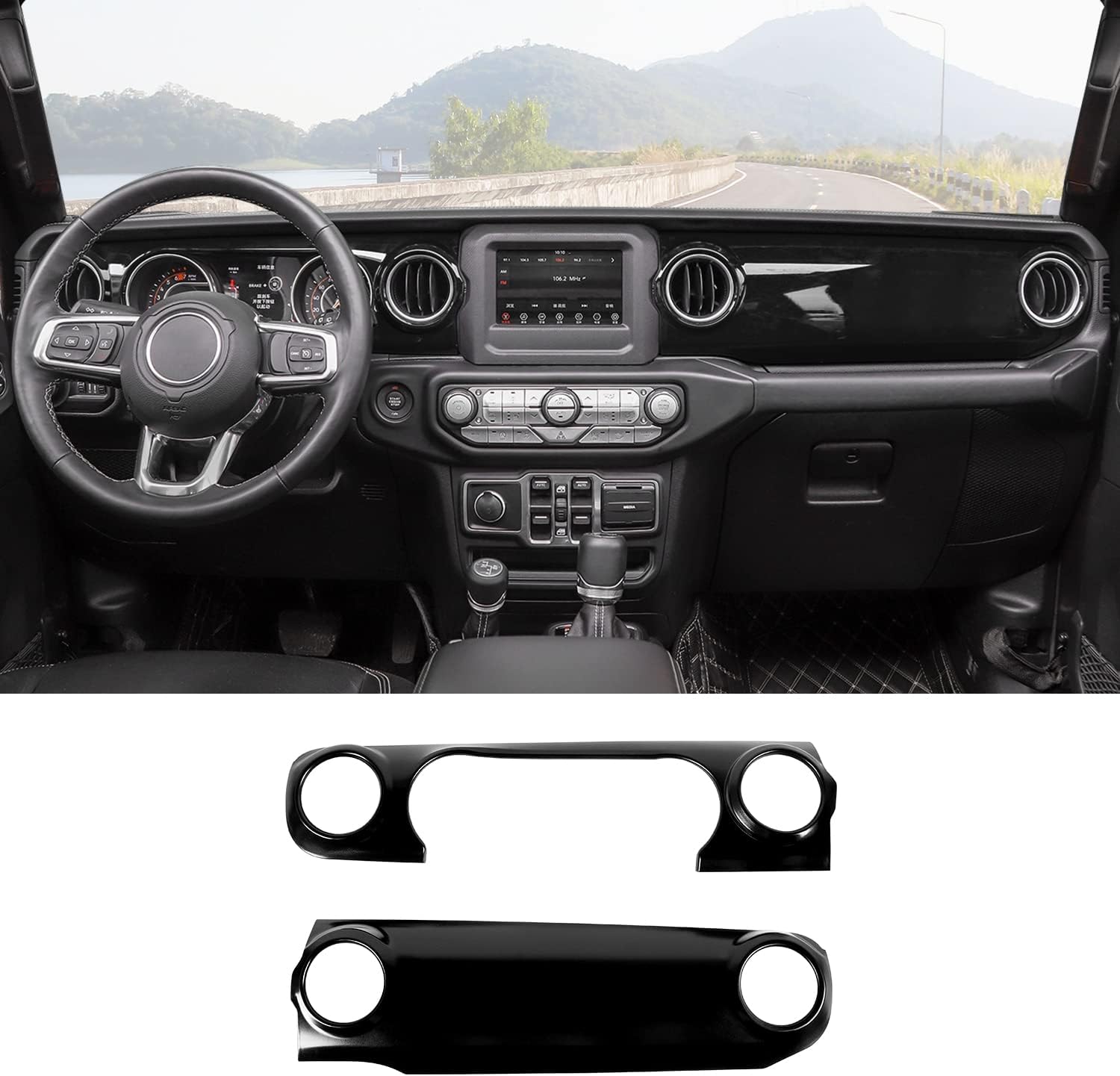 RT-TCZ Center Console Trim Cover Dashboard Control Panel Cover Decorative Interior Accessories for Jeep Wrangler JL JLU & Gladiator JT 2018-2022,Black