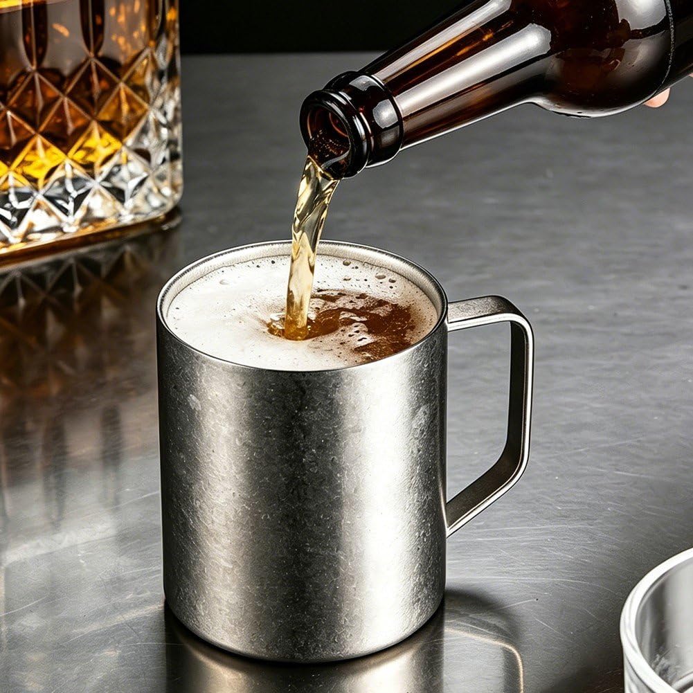 Mug en Titane avec Anse, Tasse De Camping/en Extérieur pour Boissons Chaudes Froides
