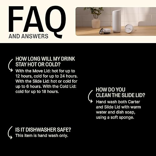 Miniatura 3 de Fellow Paquete Carter de 16 onzas (3 en 1) taza de viaje con tapa deslizante y tapa fría con pajilla, interior de cerámica y acero inoxidable