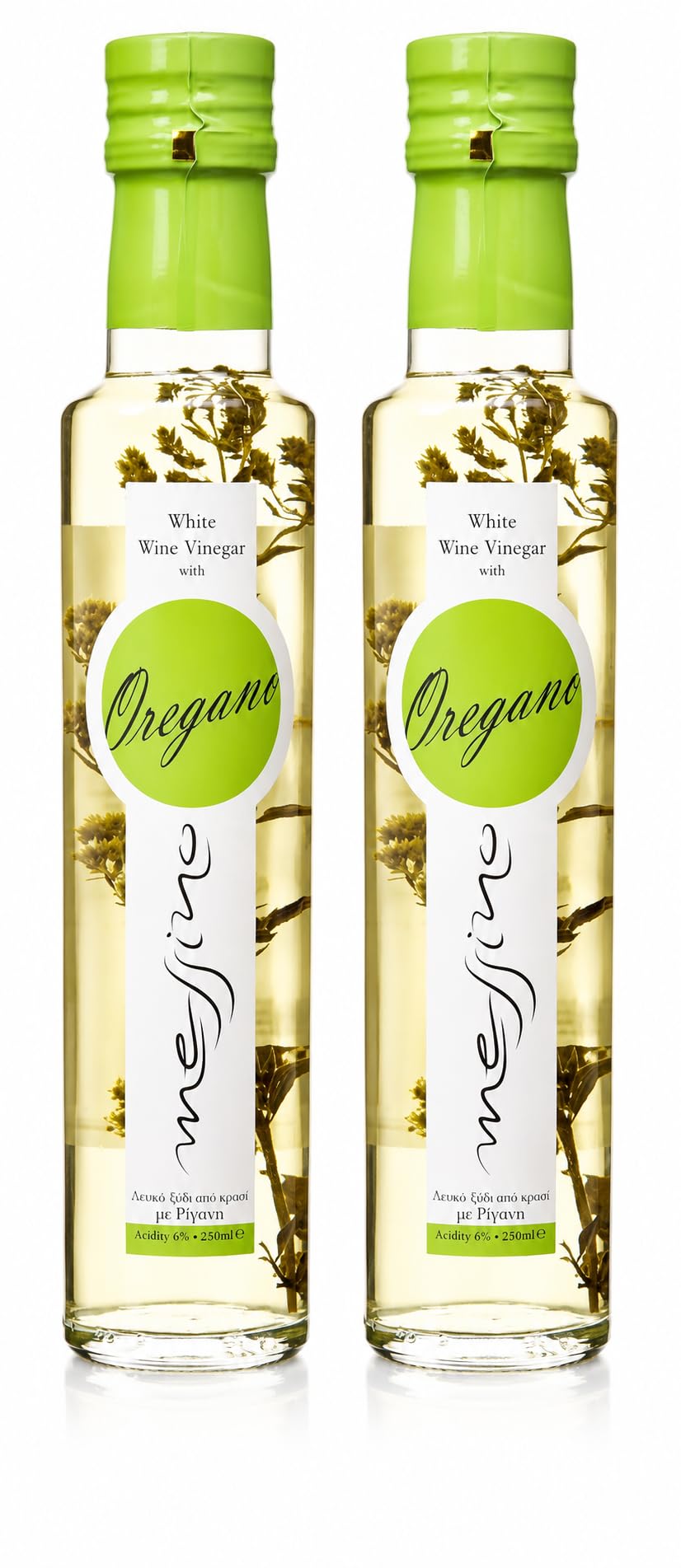 Messino Greek White Wine Vinegar with Oregano – 2 x 250ml | Naturally Flavored, Aromatic Mediterranean Vinegar from Messinia | Vegan-Friendly, No Added Sugar, Perfect for Salads, Pasta & Meat