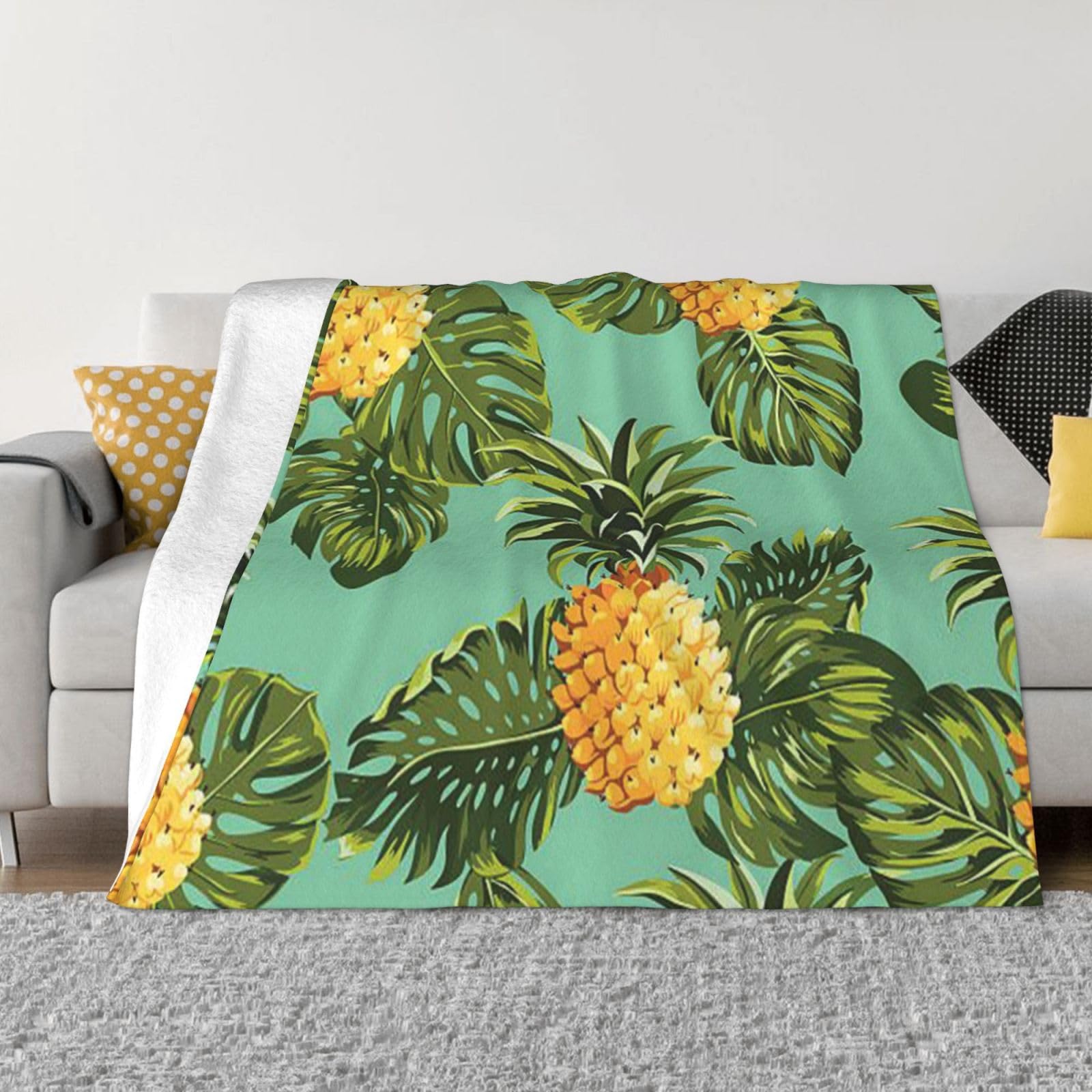 Couverture en flanelle ananas plaid chaud léger grand format lit canapé