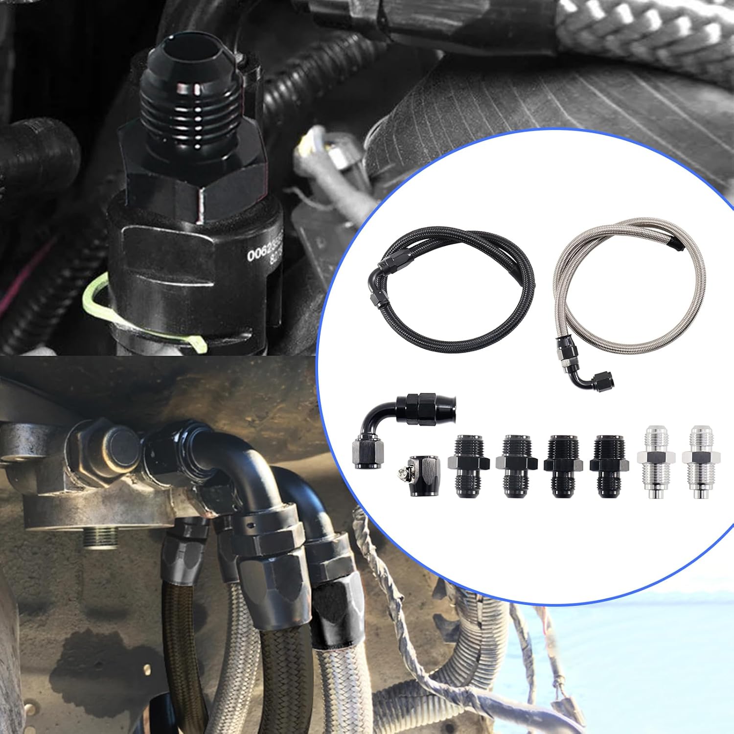 Universal Power Steering Pump to gear box or rack & pinion and return to reservoir Hose Kit - Compatible with GM LS Swap 1950-2000