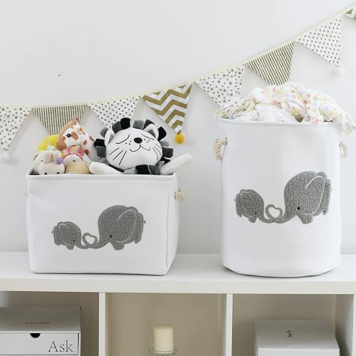 Miniatura 3 de INough Cesta para bebé niño grande de juguete Bkaset, cesta de lavandería de animales de la selva, cesta de lavandería impermeable plegable con