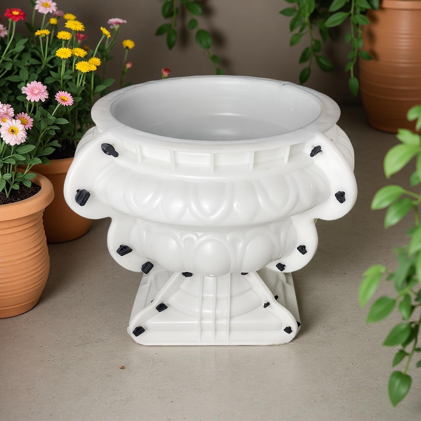 Extra Large Concrete Pot Molds with Drainage - Heavy Duty 19.68"x19.68"x19.68" Giant Planter Mold, Reusable Thickened Cement Moulds for DIY & Commercial Use