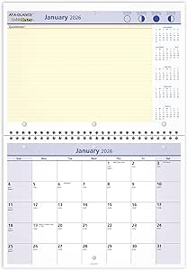 AT-A-GLANCE 2026 Wall &amp; Desk Calendar, Monthly, 11" x 8", Small, Daily Blocks 1.25” x 1.25”, QuickNotes (PM502826)